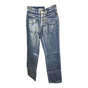 BDG Metallic Cowboy Jeans Size 25 Straight Leg Silvery Sheen 100% Cotton NWT